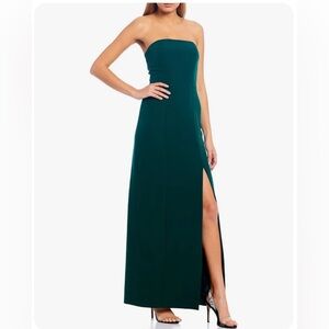 Gianni Bini strapless green long dress with side slit - size 0 perfect condition